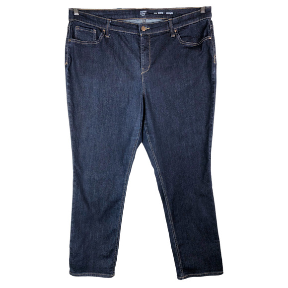 crown & ivy Denim - Crown Ivy Plus Size 20WR Jeans Straight Leg Dark Blue Solid Pockets Stretch 1196